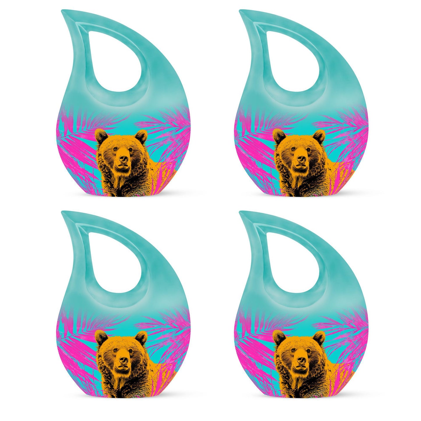 Bear themed 10 inch Cross Drop Personalized Urn for Human Ashes with Custom Engraving