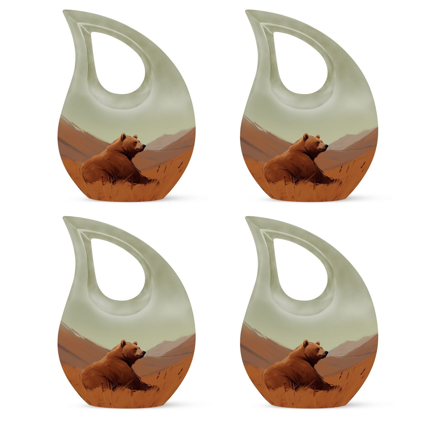 10-inch Bear Themed Cross Drop Design Aluminium Memorial Ur