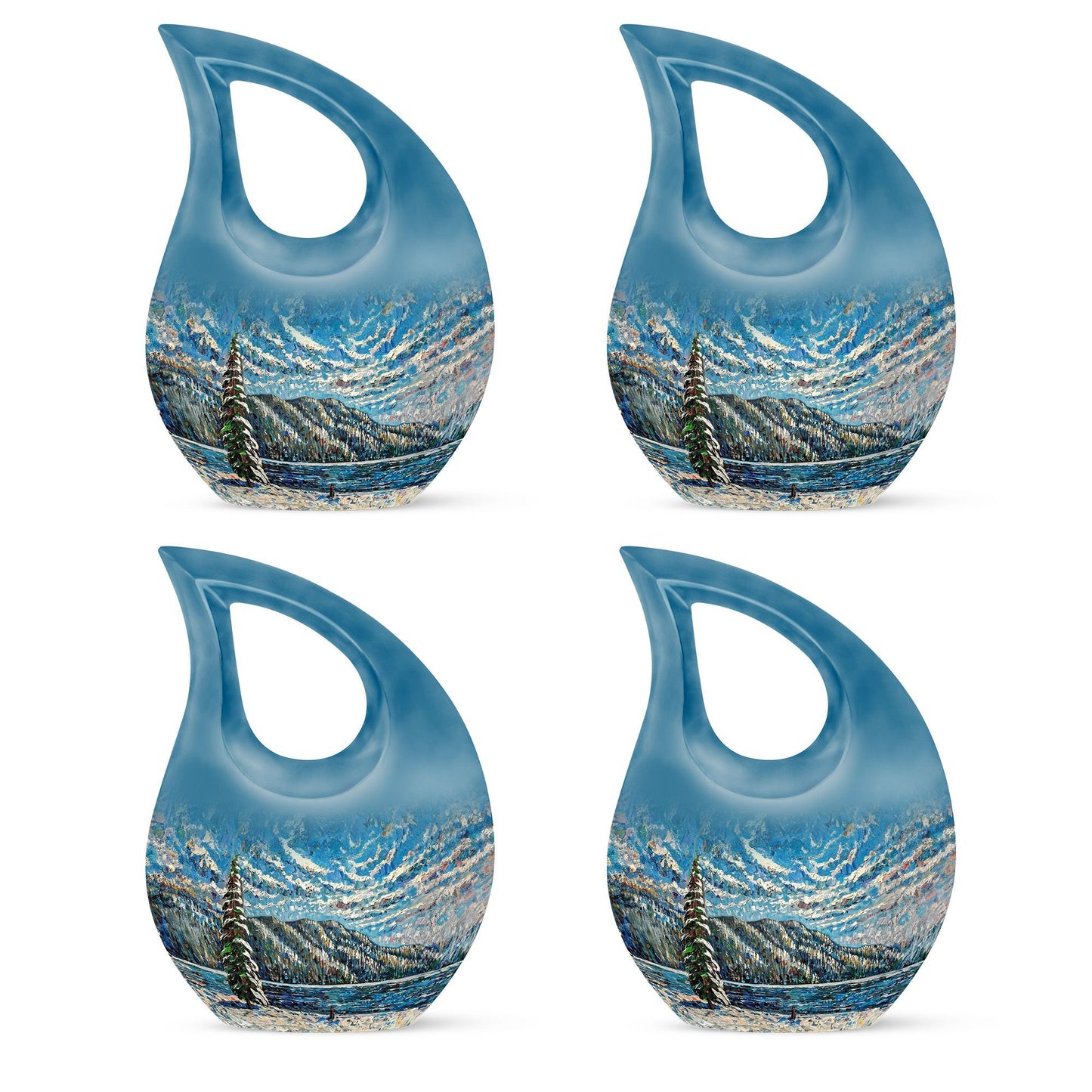 Extra large Mountain-themed cross drop cremation urn