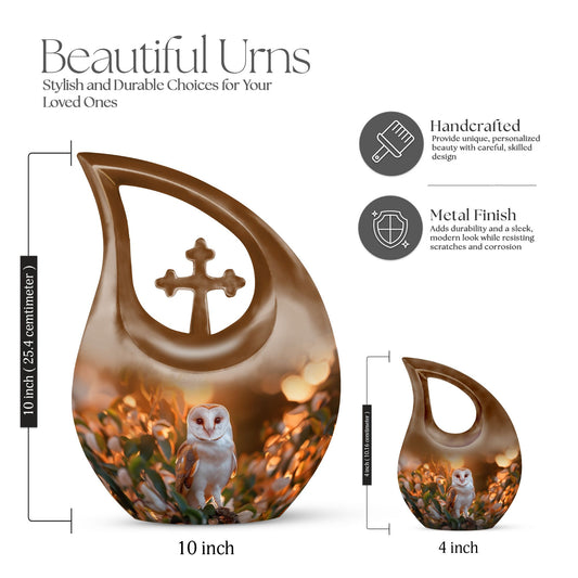 10-inch Barn Owl memorial urn
