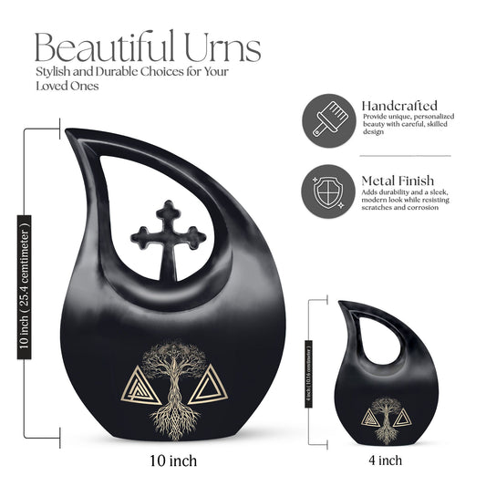 10 Inch Cross Drop Design Catholic Urn