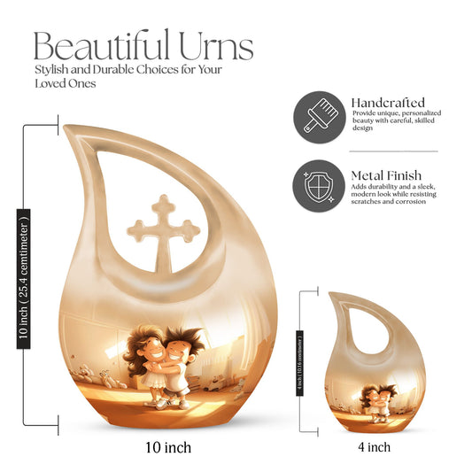 10 Inch Cross Drop Brother and Sister Urn,