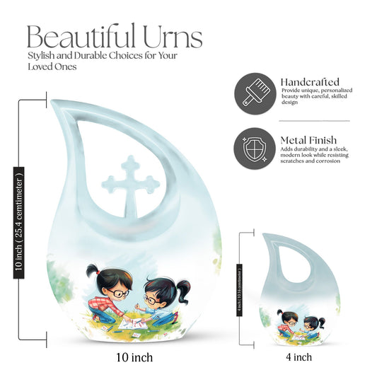 10 inch Brother And Sister Cross Drop designed memorial urn