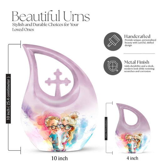 10 Inch Modern Brother And Sister Theme Urn,
