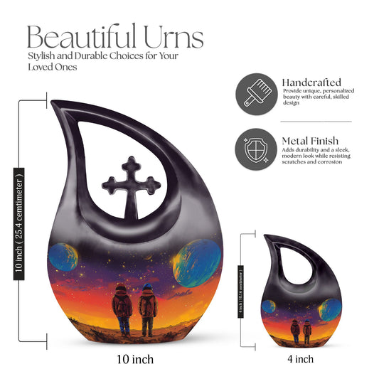 10 Inch Cross Drop Brother And Sister Memorial Urn