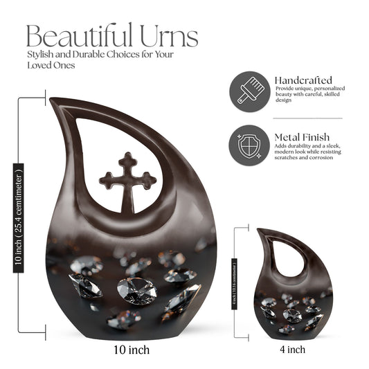 Diamond Cross Drop memorial urn
