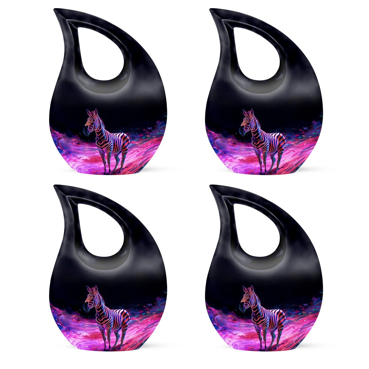 Zebra themed 10 inch cross drop memorial urn