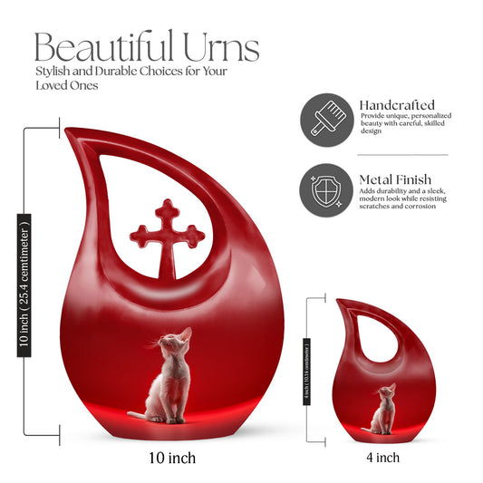 10-inch Cross Drop Cat Memorial Urn