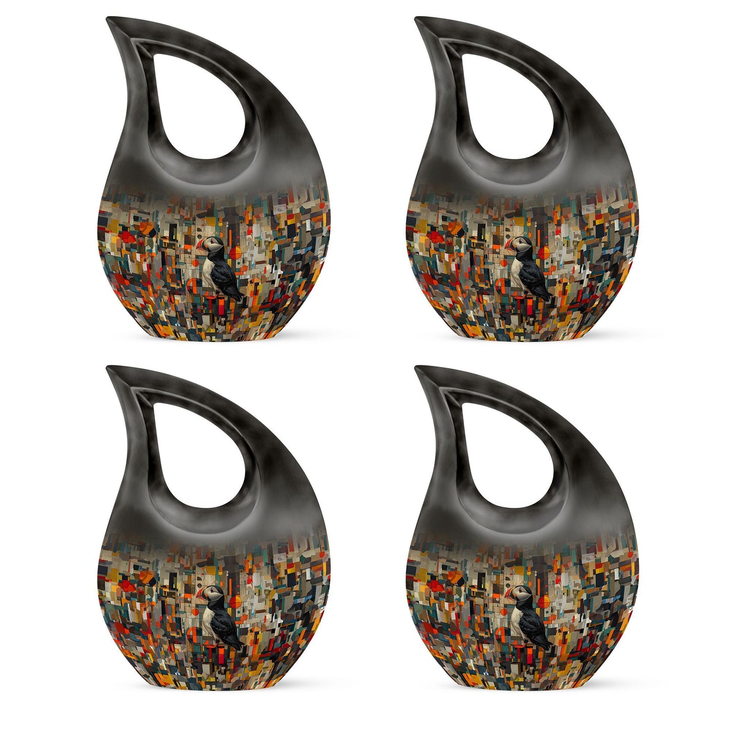 10 Inch Puffin Bird themed Cross Drop Funeral Urn