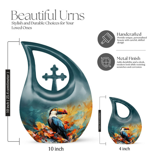 10 inch Aluminium Puffin Bird Urn