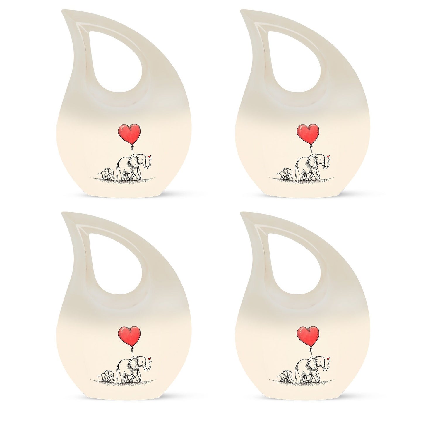 10-inch Elephant Family Cross Drop Memorial Urn