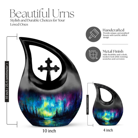 10-inch Northern Lights themed large urn