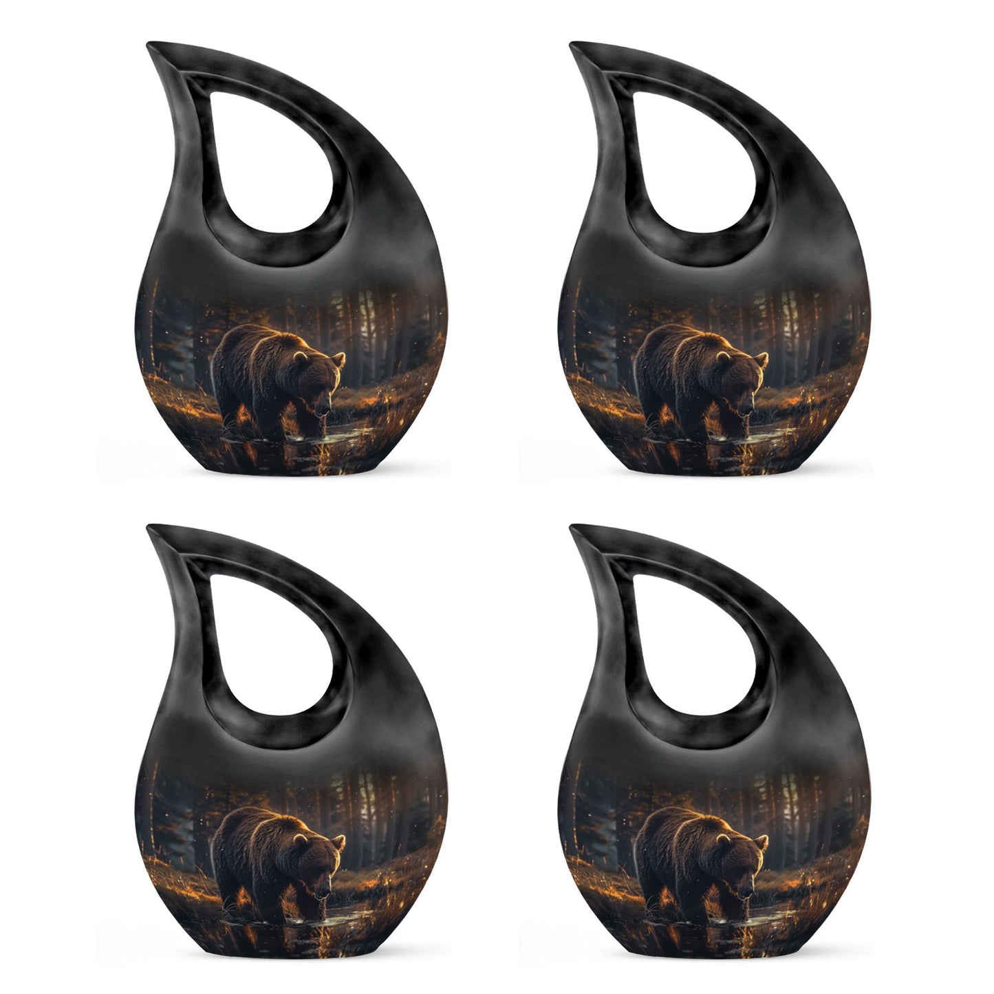 10-inch Bear-themed Metal Cremation Urn