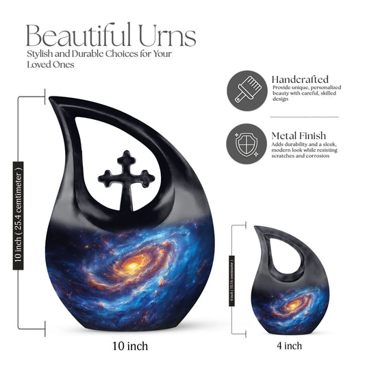 10 Inch Galaxy themed Cross Drop Urn