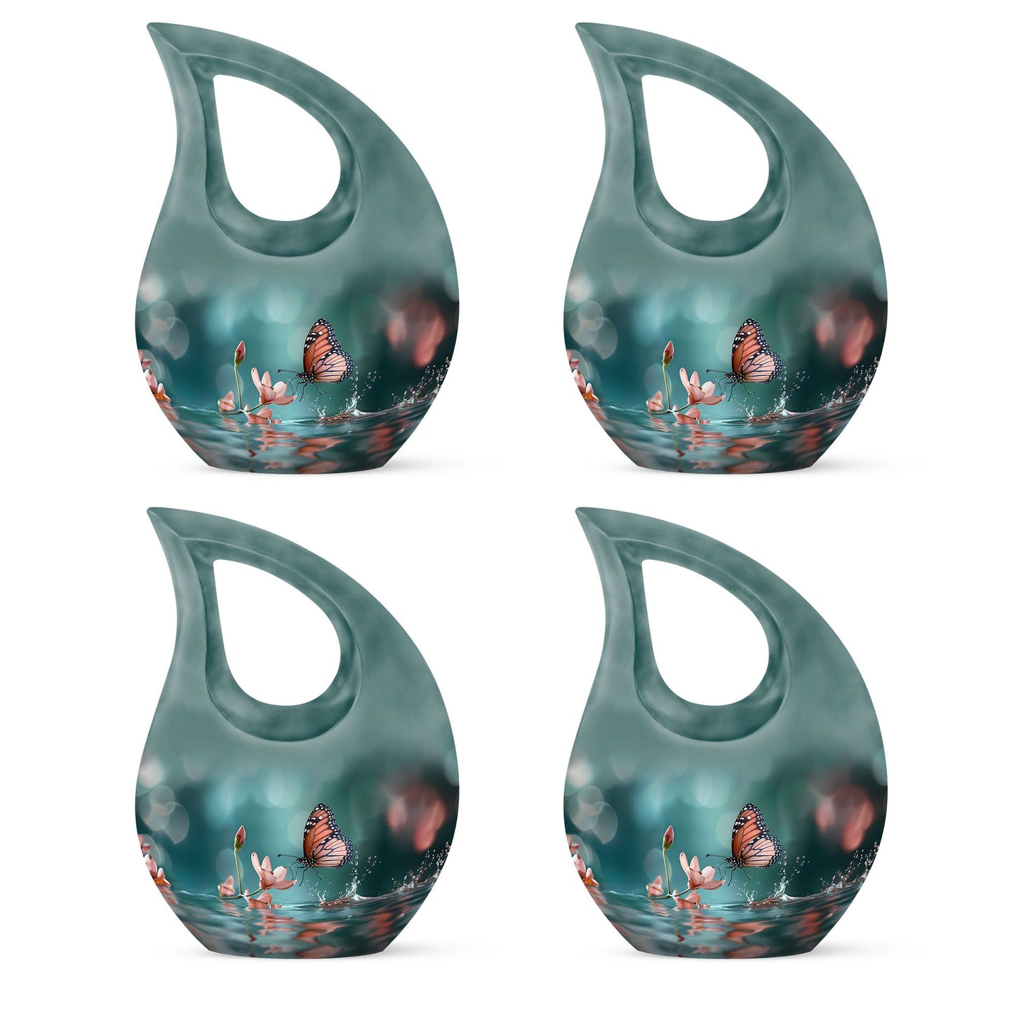 10 Inch Butterfly Urn with Cross Drop design