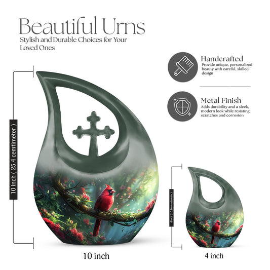Custom Cardinal Bird Cross Drop urn