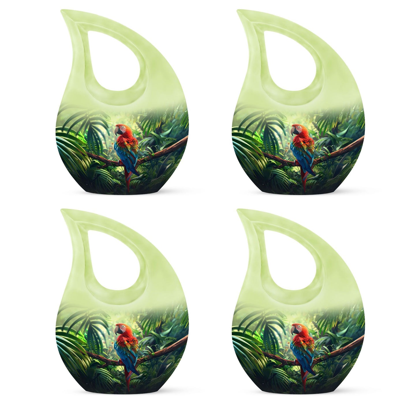 10-inch Macaw Parrot Urn with Cross Drop design, ideal for adult companion memorial urns