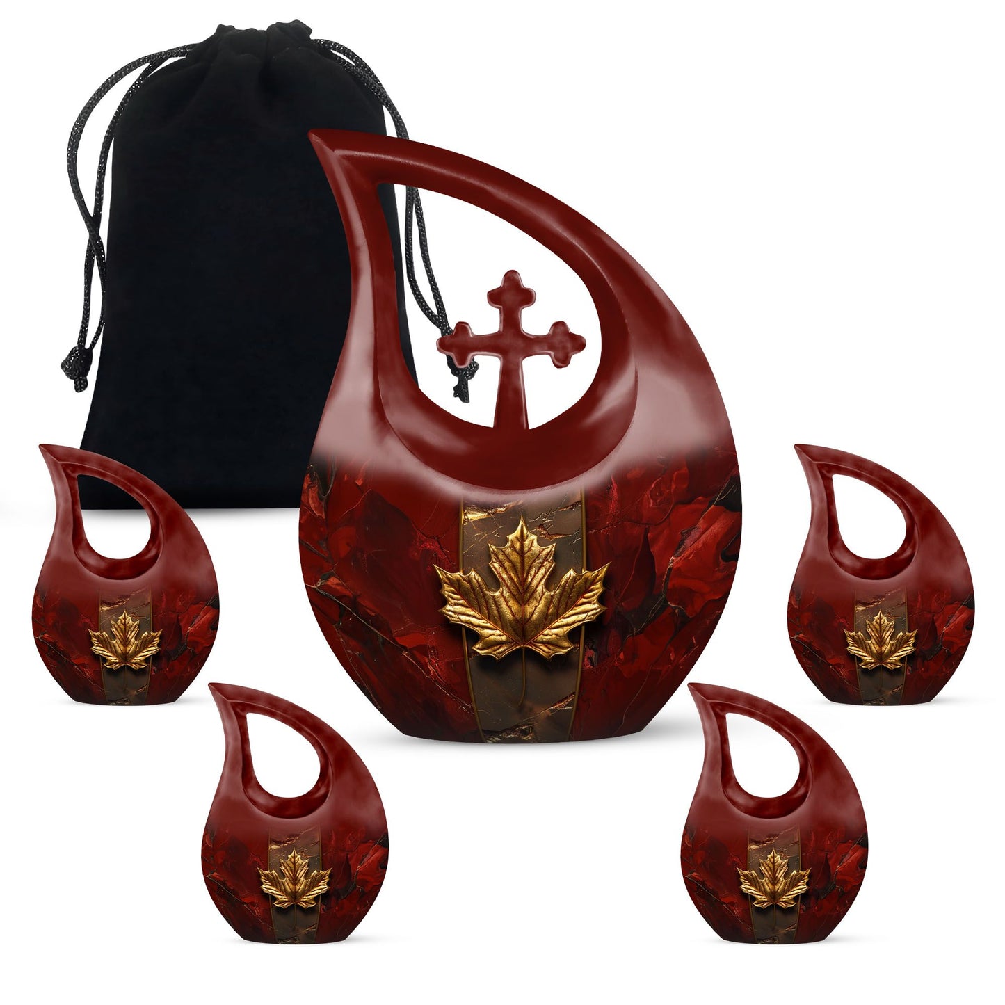 Personalized Maple Leaf Memorial Urn for Human Ashes - 10-inch, 200 cu in - Yatskia