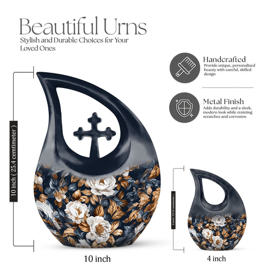 10-inch Flower themed Cross Drop Metal
