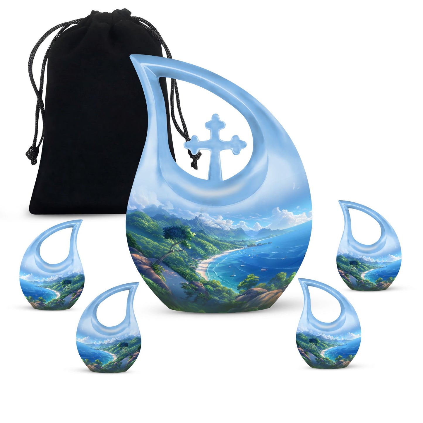 Personalized Beach Cremation Urn for Human Ashes - 10-inch, 200 cu in - Yatskia