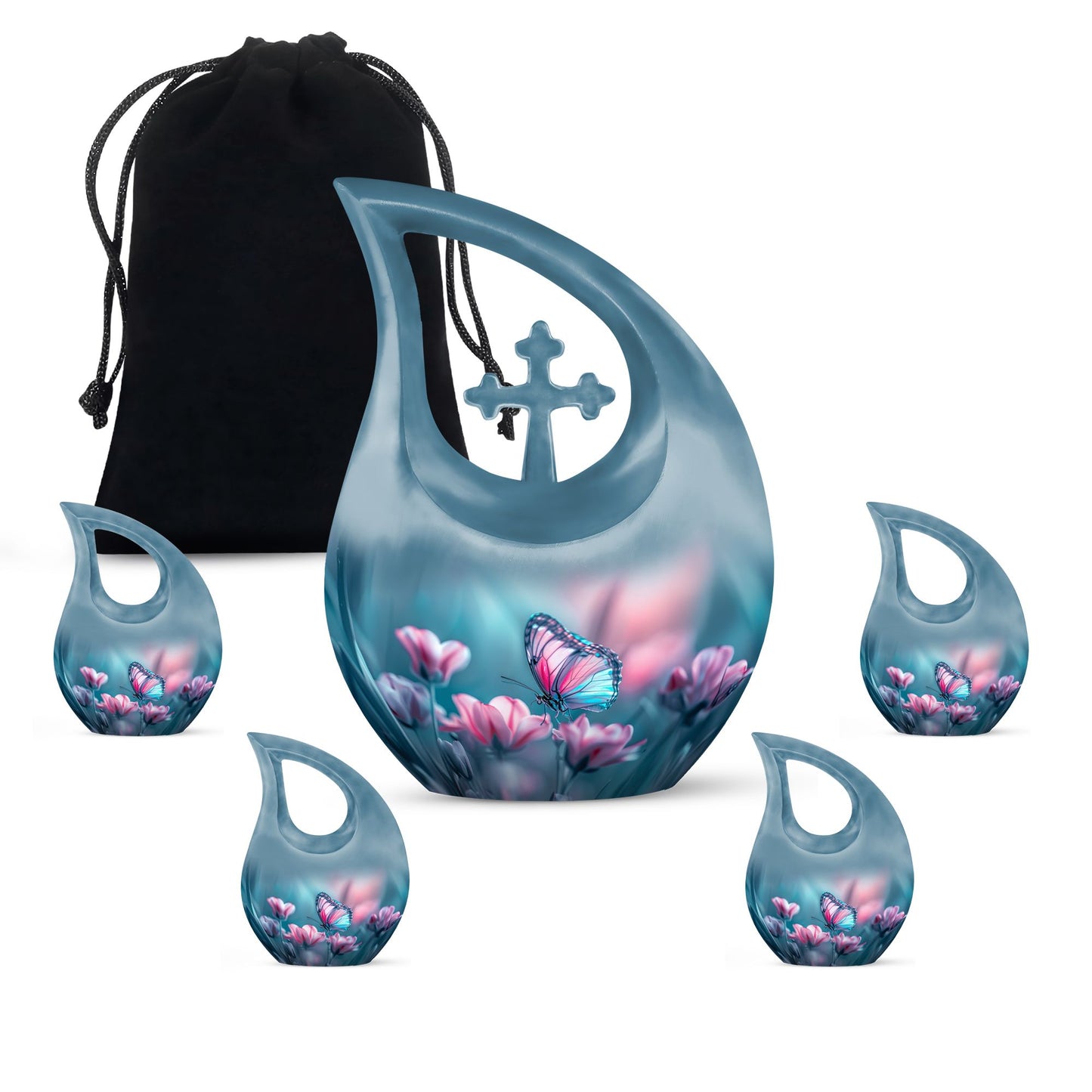 Pink Personalized Butterfly Memorial Urn for Mom - 10-inch, 220 cu in - Yatskia