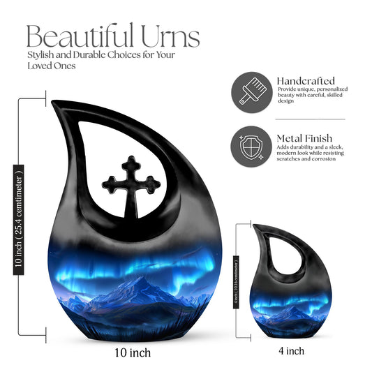 Cross Drop Arora Borealis urn