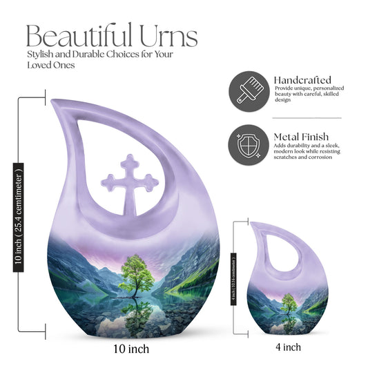 Aurora Borealis cross drop urn