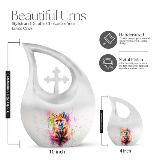 Affordable Fox Urn with Cross Drop design,