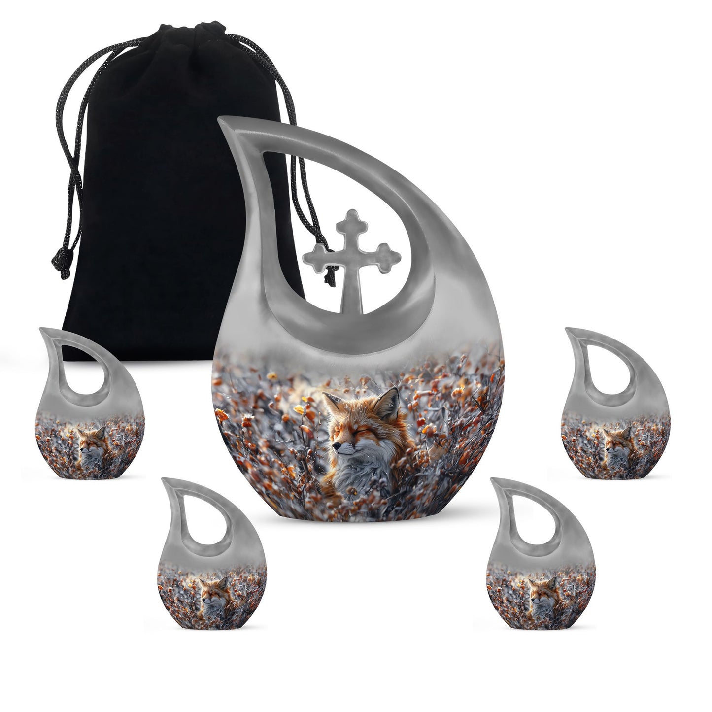 Marble Fox Cremation Urn for Human Ashes - 10-inch, 200 cu in - Yatskia