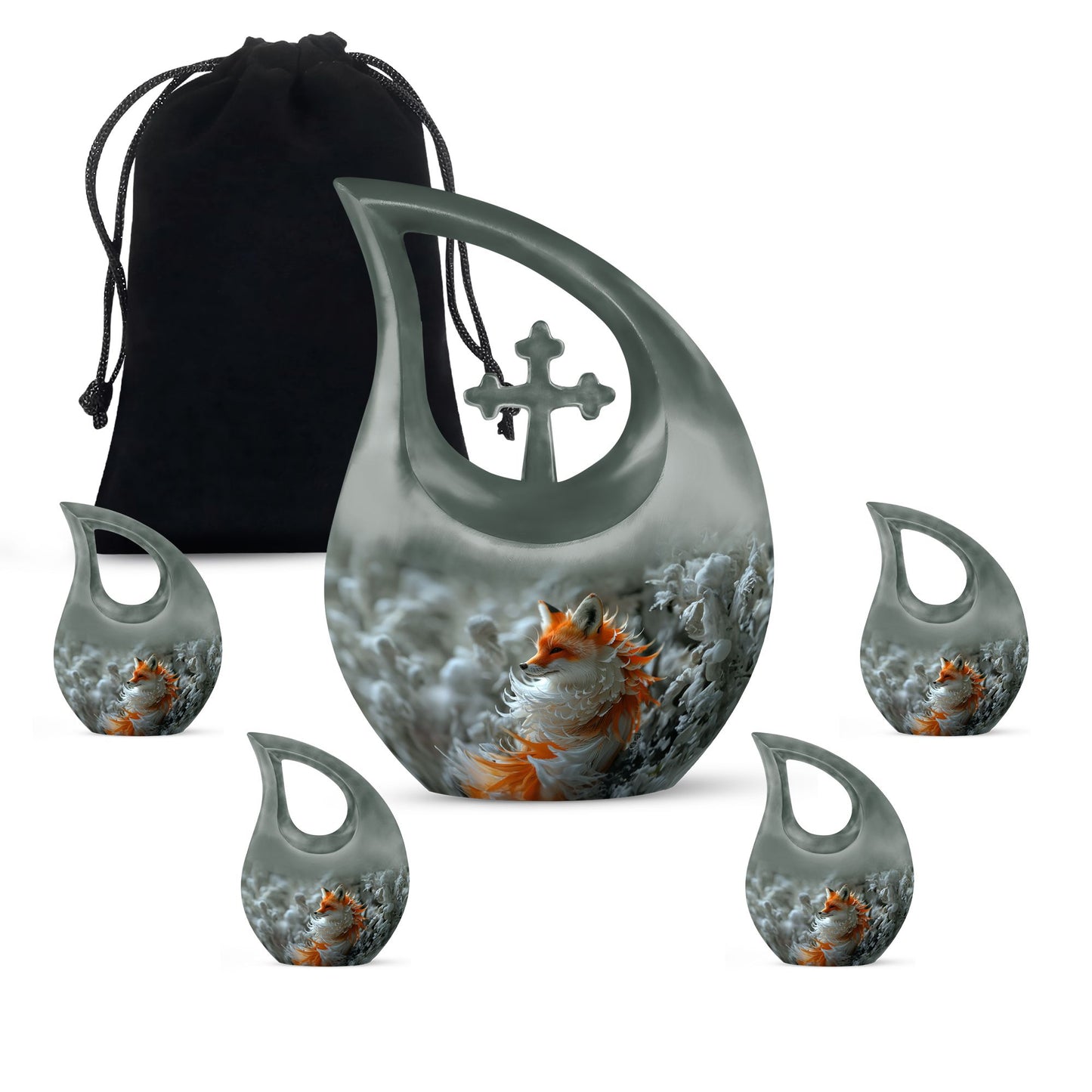 Personalized Fox Cremation Urn for Human Ashes - 10-inch, 200 cu in - Yatskia