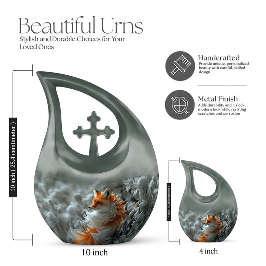 10-inch Fox theme Cross Drop Urn