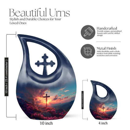 10 Inch Affordable Cross Drop Design Memorial Urn