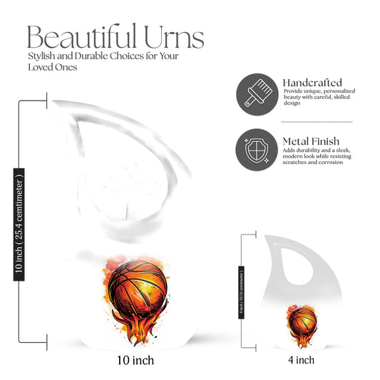 Large 10 inch Basketball themed Aluminum Urn,
