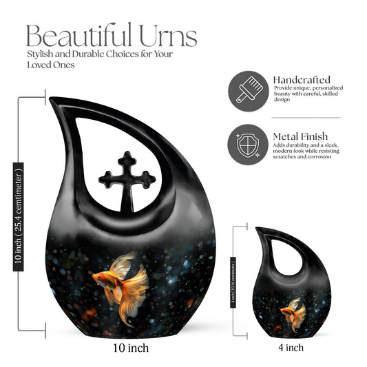 10 Inch Fish-themed Cross Drop Memorial Urn