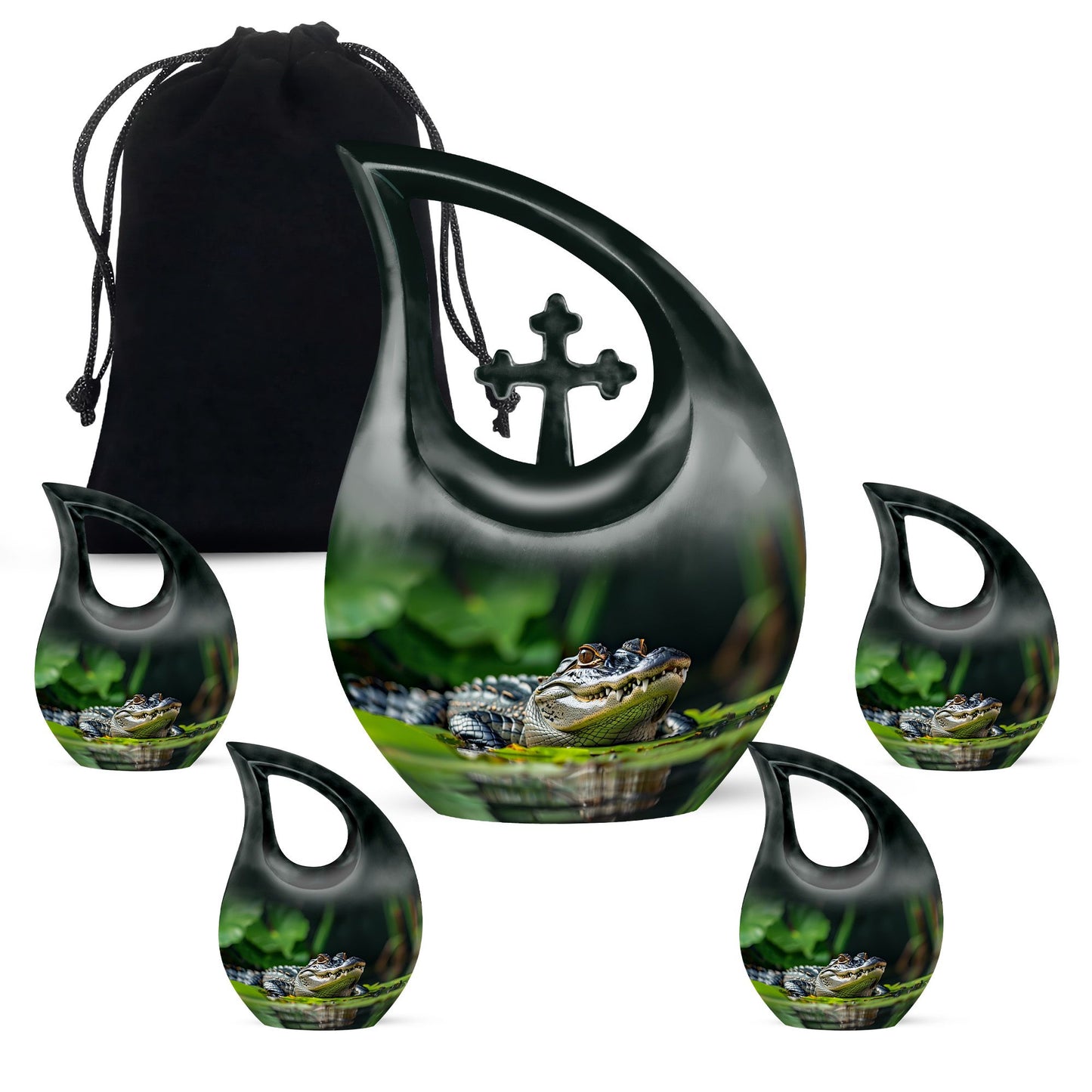 Personalized Alligator Keepsake Urn for Adult - 10-inch, 200 cu in - Yatskia