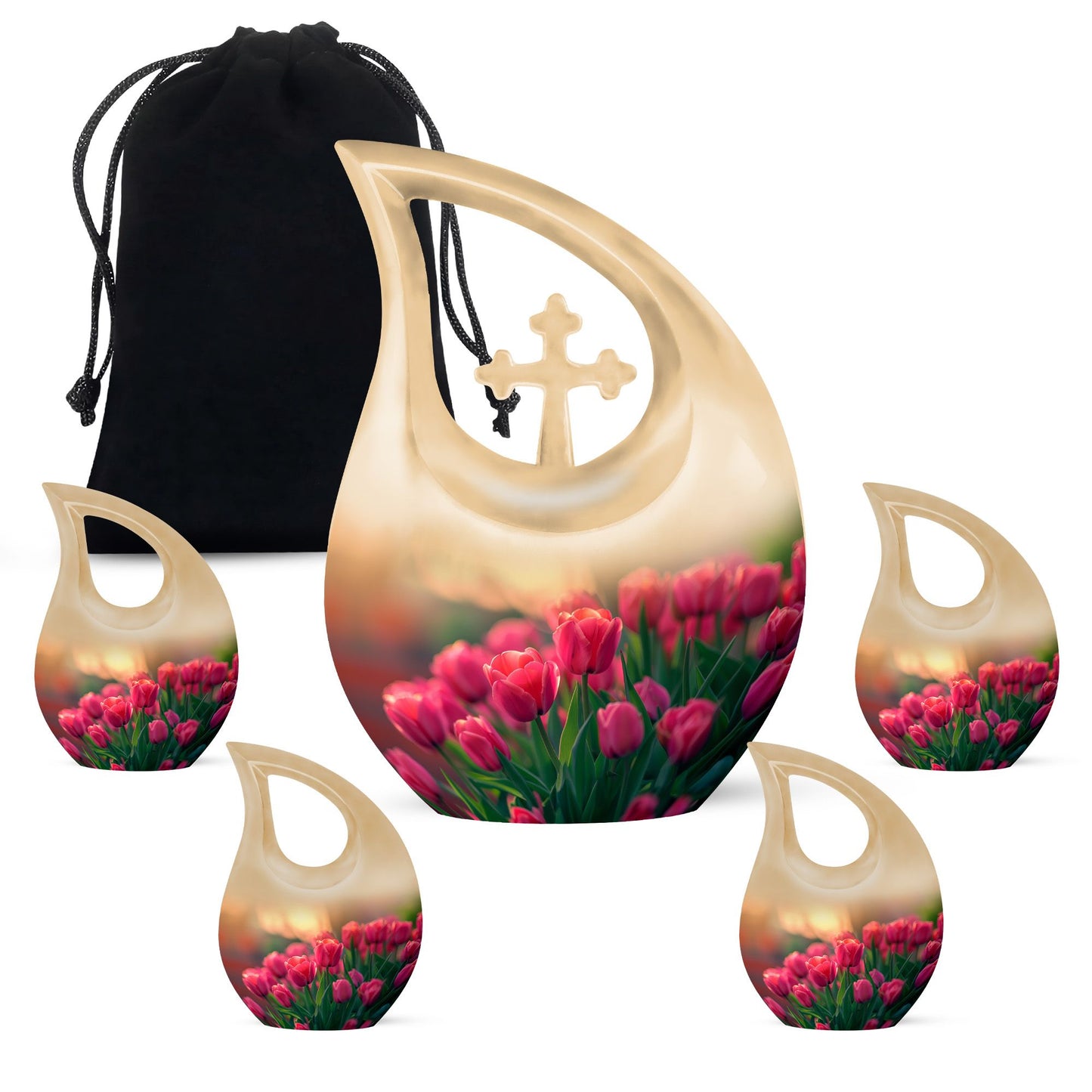 Pink Personalized Flower Cremation Urn for Human Ashes - 10-inch, 200 cu in - Yatskia