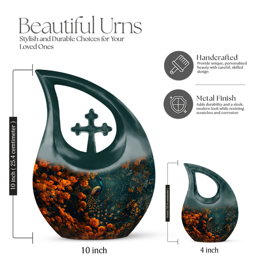 10 inch aluminium Peacock Urn