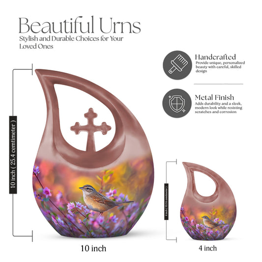 Medium size Sparrow Urn with a 10-inch Cross Drop design