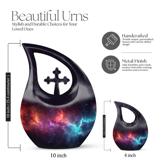 10 inch Nebula Galaxy Urn with Cross Drop Design