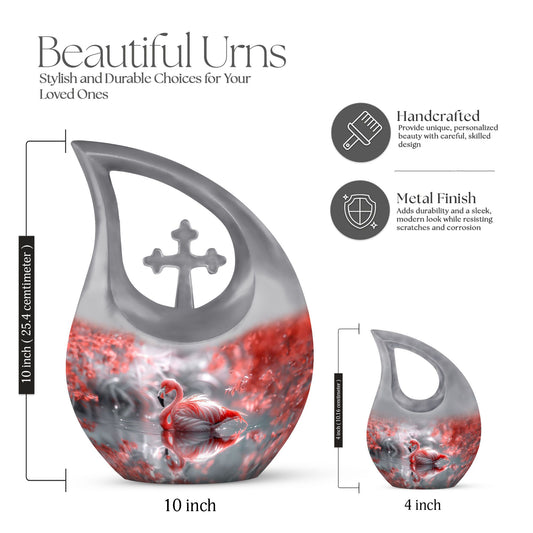 10-inch Flamingo Cross Drop Urn