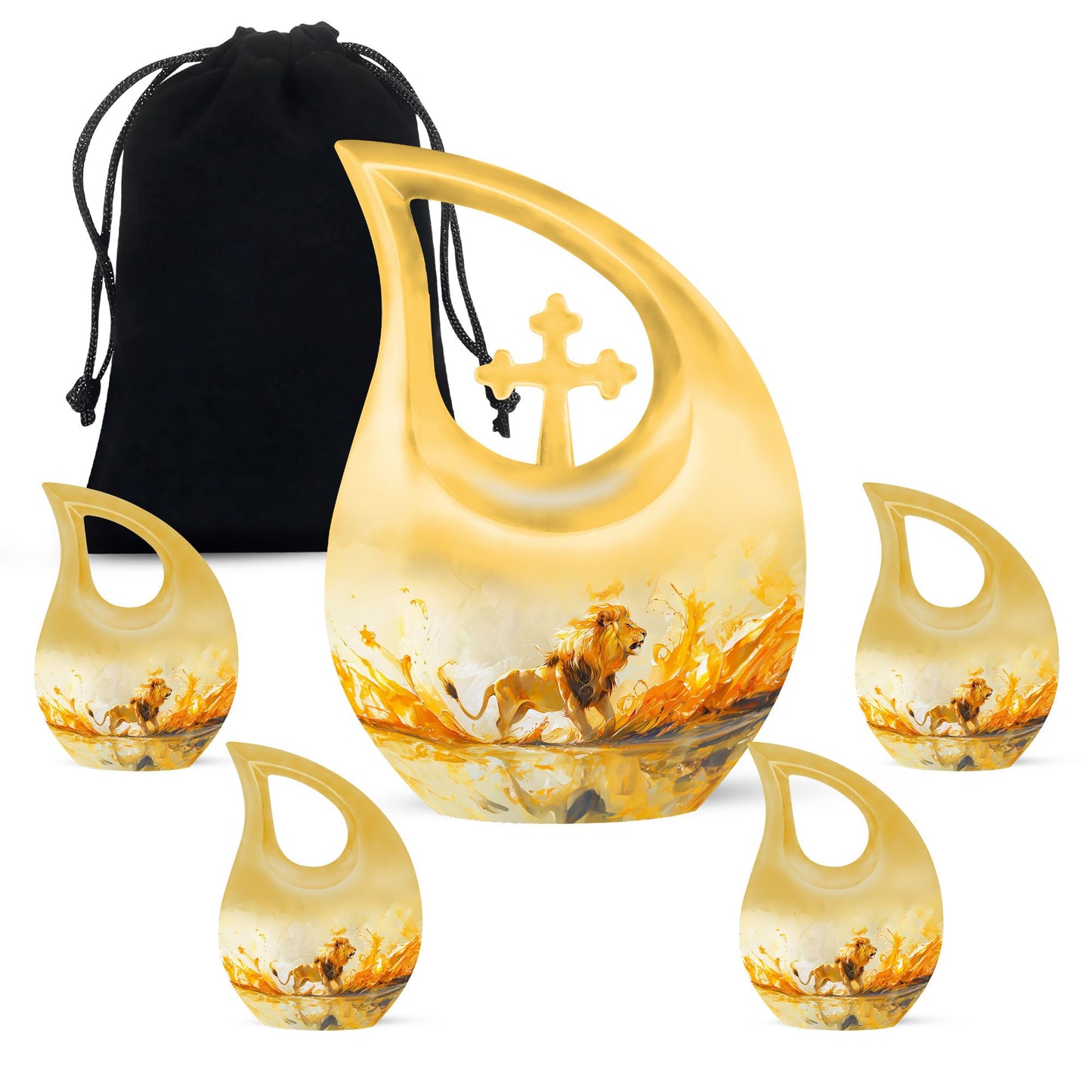 Personalized Lion Cremation Urn for Adult - 10-inch, 200 cu in - Yatskia