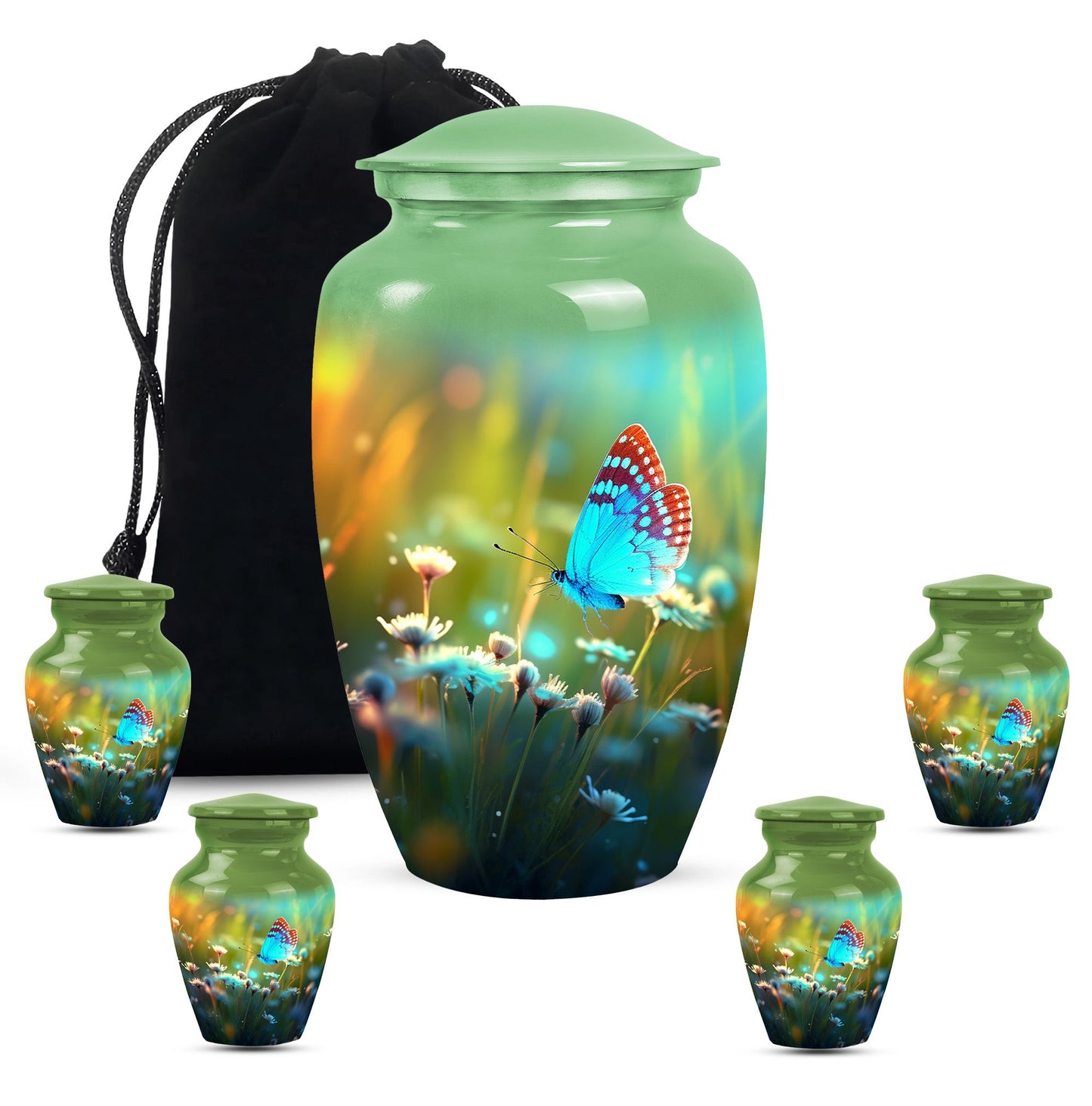 Personalized Butterfly Cremation Urn for Human Ashes - 10-inch, 200 cu in - Yatskia