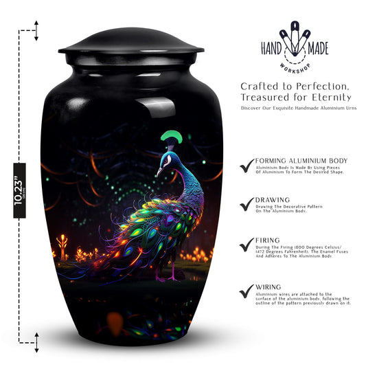 Female adult peacock urn for human ashes, suitable for men, durable cremation urn for adult ashes