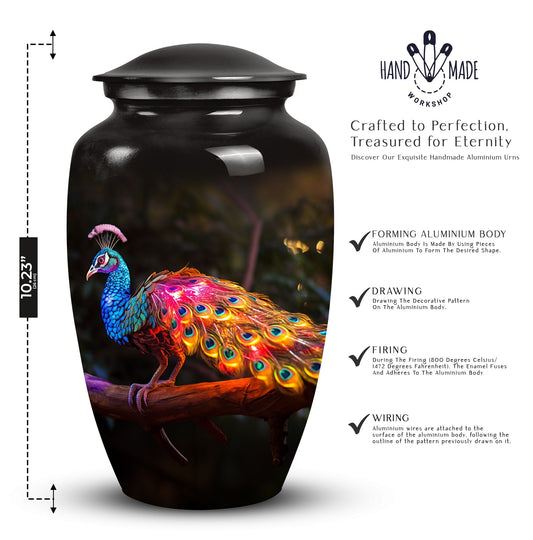 Large peacock urns for women, unique funeral urns for adult ashes, suitable urn for mom's ashes