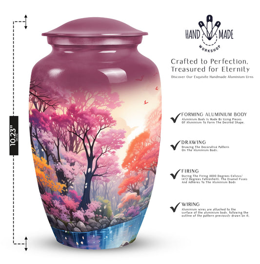 Large lake urn ideal for adult female burial, perfect metal cremation urn for burial in ground