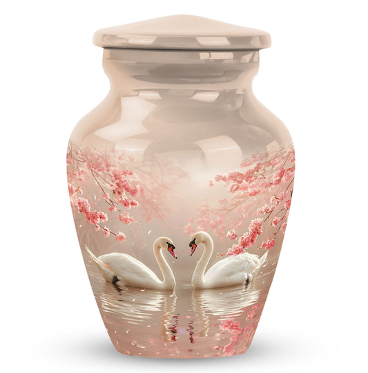 Swan and Cherry Blossom Cremation Urn – Elegant Memorial for Ashes