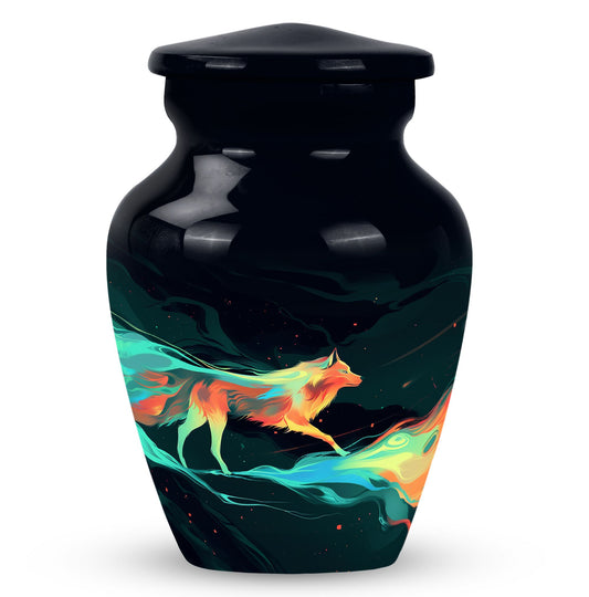 Wolf Urn for Ashes, Aurora Wolf Silhouette, Memorial Urn