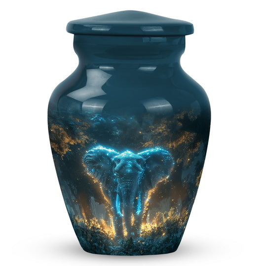 Blue Personalized Elephant Cremation Urn for Adults - 10-inch, 200 cu in - Yatskia