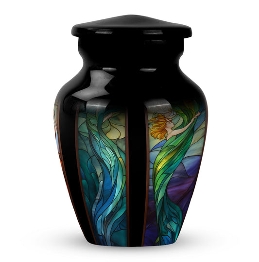 Stained Glass Urn For Ashes Memorial, Funeral Shape Urn