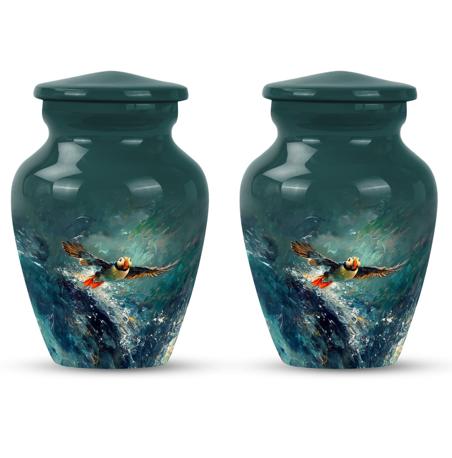 Classic 10-inch Puffin Bird Urn for cremation ashes